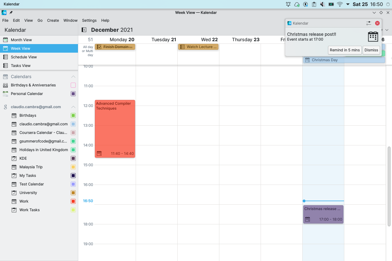 Alarm daemon notification