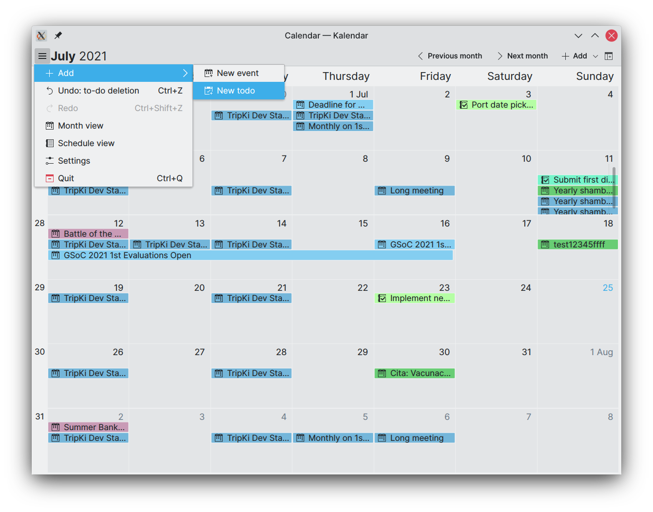 Ticking this off the todo list — Kalendar week 7 (GSoC 2021)